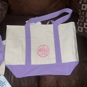 NWT! Trader Joe's Lavender-Trim Canvas Tote (Large Tote) 💜
